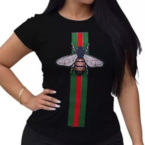 Black women's bee tee with green and red strip